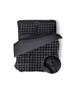 Eleganzzz Dekbedovertrek Shiny Bubble Pom Pom Flanel Fleece - dark grey