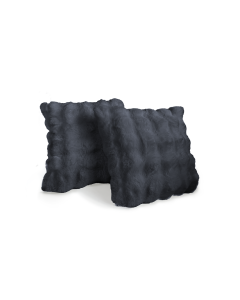 Eleganzzz Bubble Pom Pom Rabbit Fur Sierkussens - dark grey 50x50cm - Set van 2