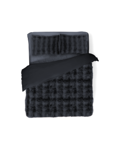 Eleganzzz Dekbedovertrek Bubble Pom Pom Rabbit Fur - dark grey