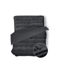 Eleganzzz Dekbedovertrek Jacquard Teddy Pluche - dark grey