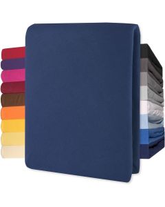 Lucina Topper Hoeslaken Jersey Katoen Stretch - donker blauw