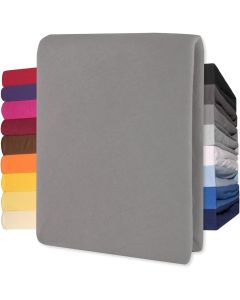 Lucina Topper Hoeslaken Jersey Katoen Stretch - donker grijs