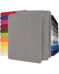 Lucina Hoeslaken Jersey Katoen Stretch 30cm Hoge Hoek Set van 2 - donker grijs 90x200cm - 100x200cm