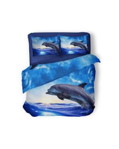 Eleganzzz Dekbedovertrek Micropercal Dolphins - blue