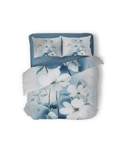 Eleganzzz Dekbedovertrek Micropercal Field of Blooms - blue