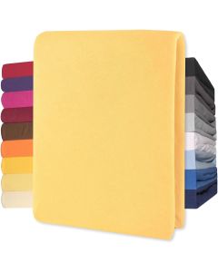 Lucina Topper Hoeslaken Jersey Katoen Stretch - geel