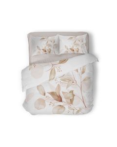 Eleganzzz Dekbedovertrek Micropercal Leaf Artistry - beige