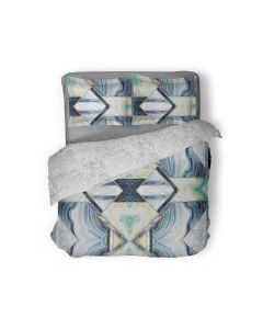 LINNICK Dekbedovertrek Katoen Marble Patch - blue