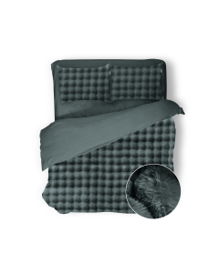 Eleganzzz Dekbedovertrek Shiny Bubble Pom Pom Flanel Fleece - olive green