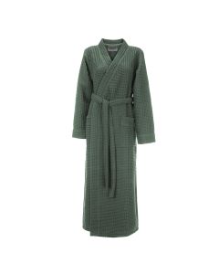 LINNICK Sauna Badjas Wafel Katoen Kuitlengte - olive green