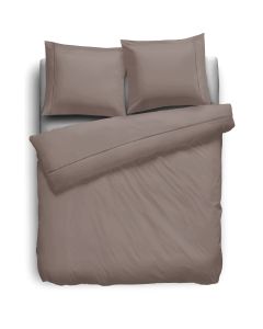 Eleganzzz Dekbedovertrek Uni Perkal Katoen Met Bies - taupe