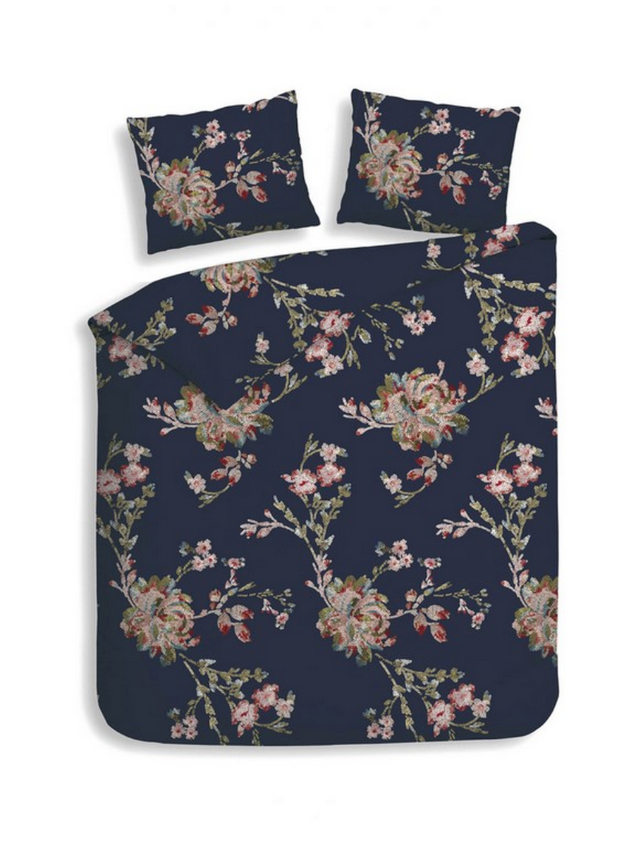 Heckett Lane Dekbedovertrek Flanel Daisy - navy blue 200x200/220cm