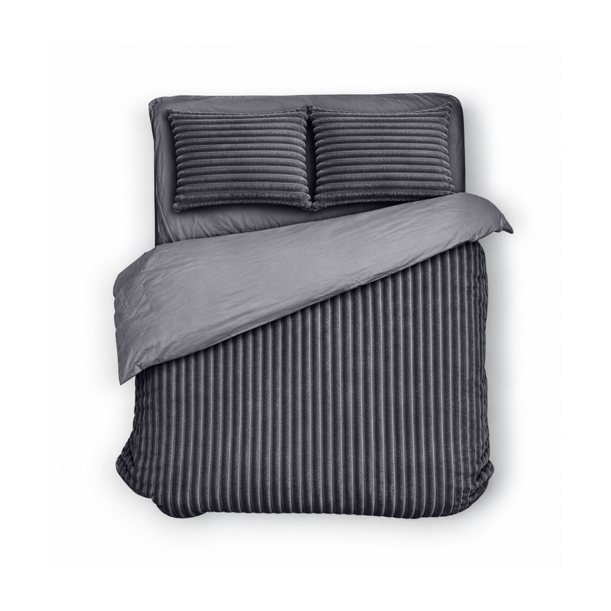 Eleganzzz Dekbedovertrek Teddy Rib Fleece - dark grey