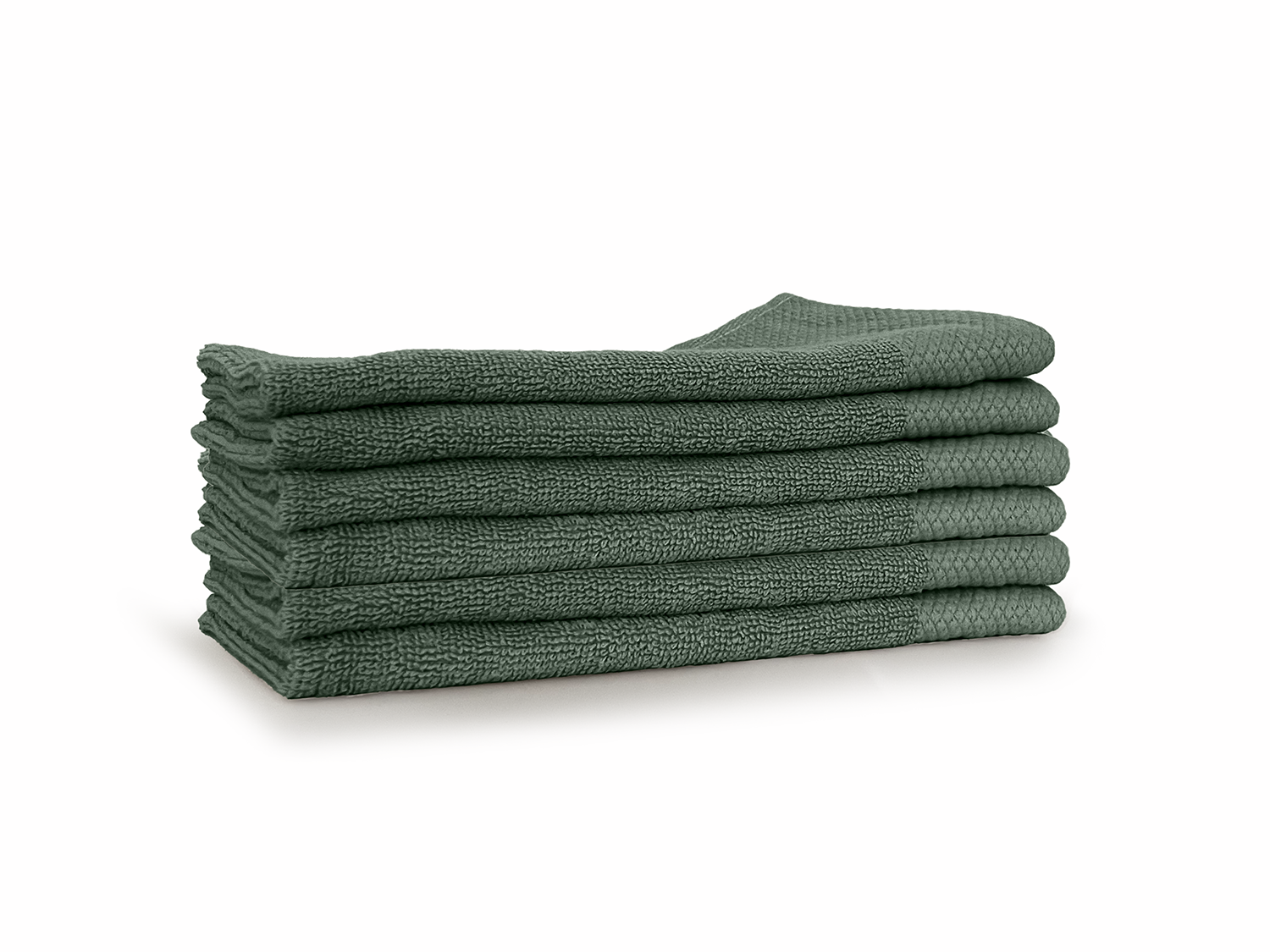 LINNICK Diamond Badstof Gastendoek 100% Katoen 30x50cm - olive green - set van 6 LINNICK Diamond Badstof Gastendoek 100% Katoen 30x50cm - olive green - set van 6
