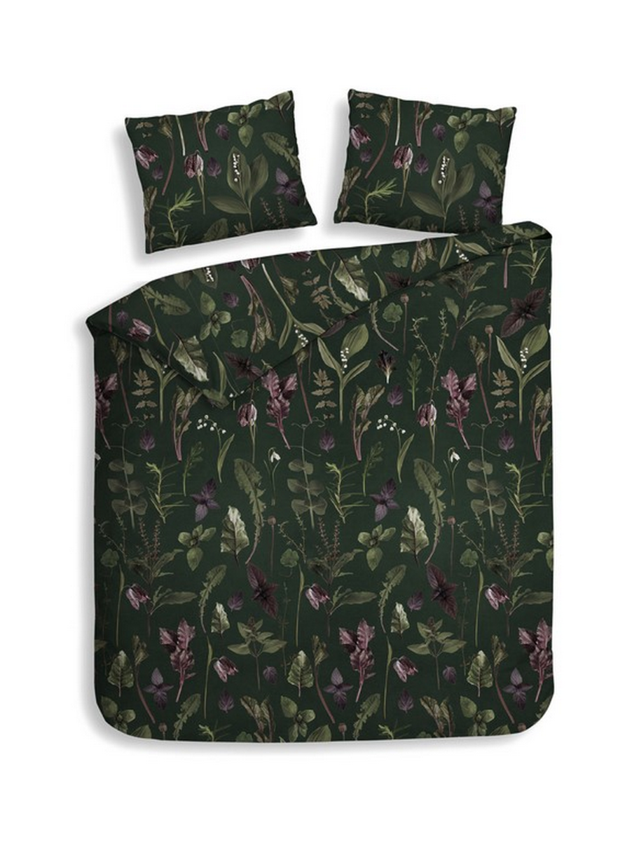 Heckett Lane Dekbedovertrek Flanel Florian - dark green 240x200/220cm