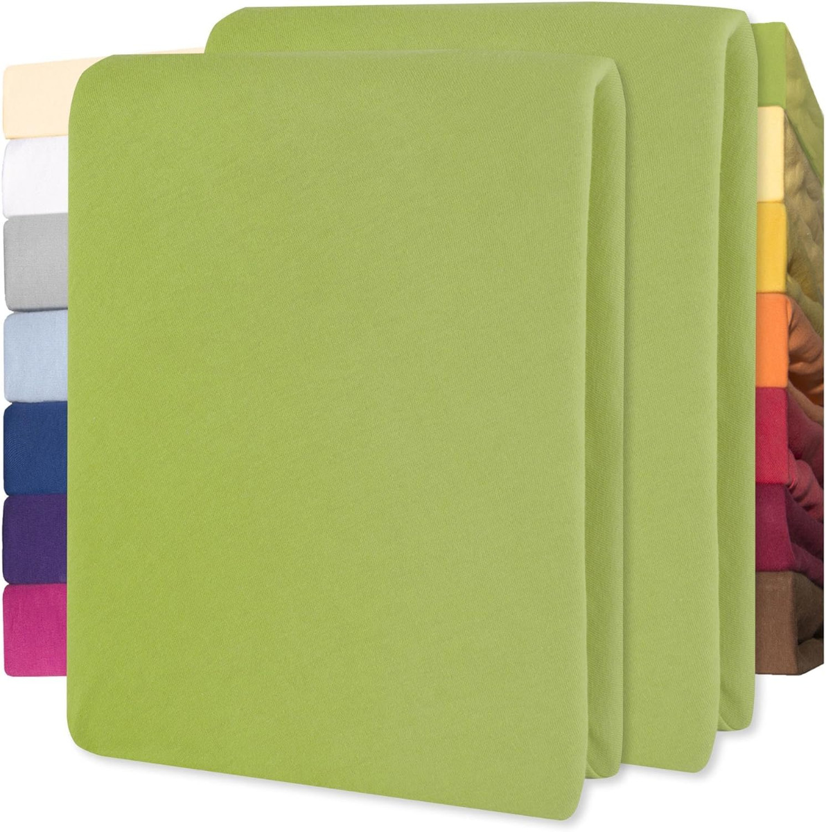 Lucina Hoeslaken Jersey Katoen Stretch 30cm Hoge Hoek Set van 2 - groen 90x200cm - 100x200cm