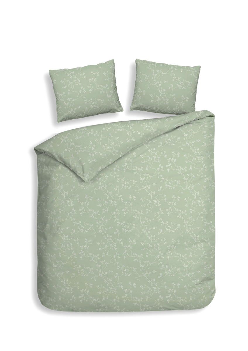 Heckett Lane Dekbedovertrek Flanel Alloro - laurel green 260x200/220cm