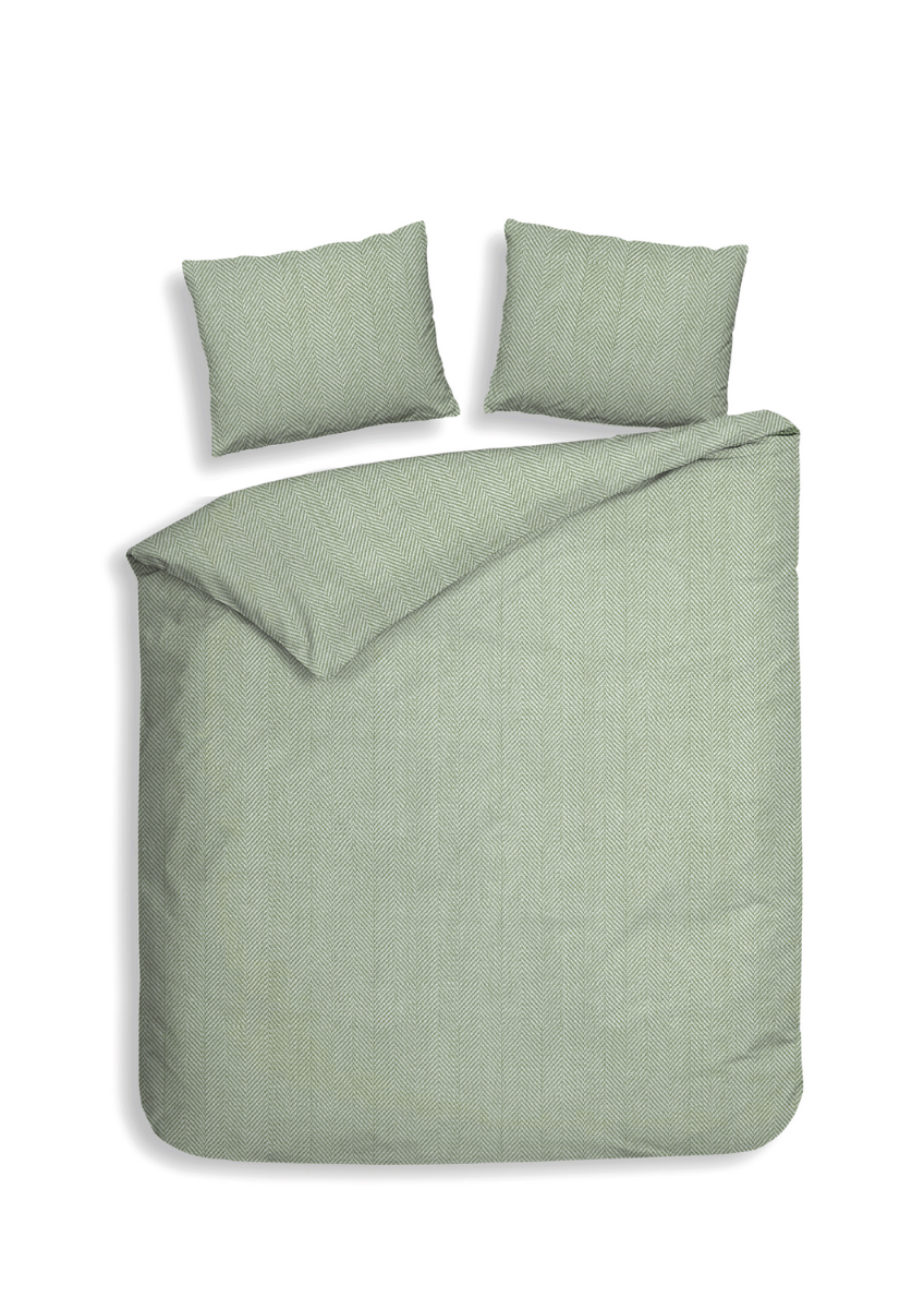 Heckett Lane Dekbedovertrek Flanel Spina - laurel green 200x200/220cm