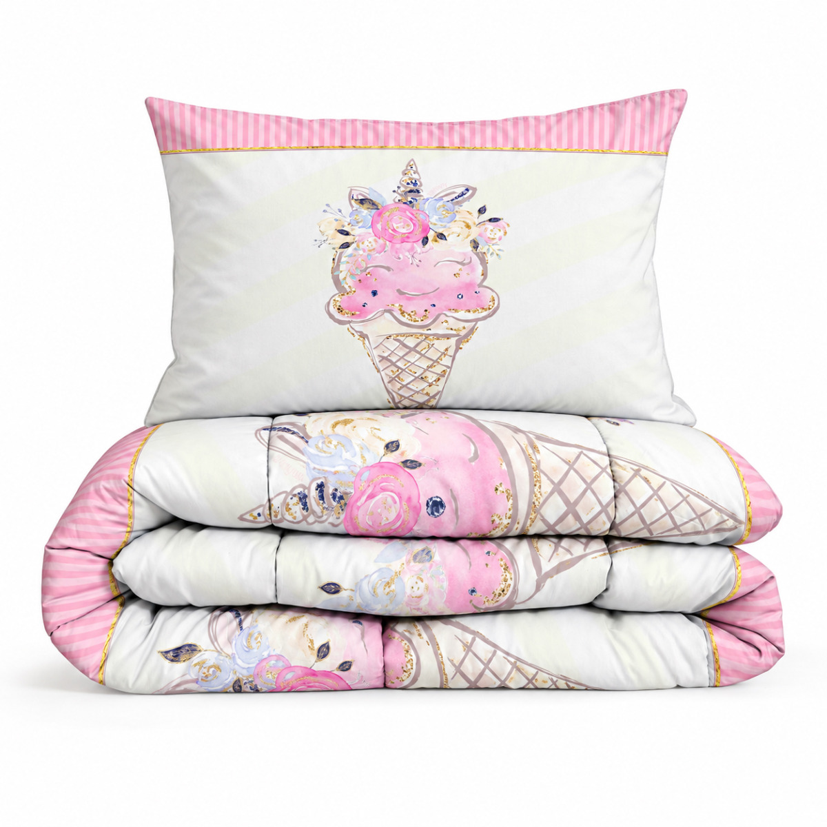 Eleganzzz Eazy Kinderdekbed Zonder Overtrek Inclusief Kussensloop Ice Baby - pink 140x200cm