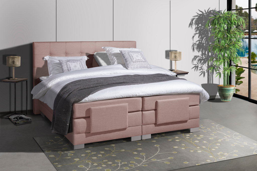 Mörgenn Elektrische Boxspring Nauplion Compleet - oud roze 90x200cm