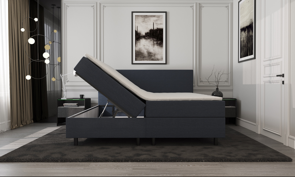 Mörgenn Opberg Boxspring - donker blauw 160x200