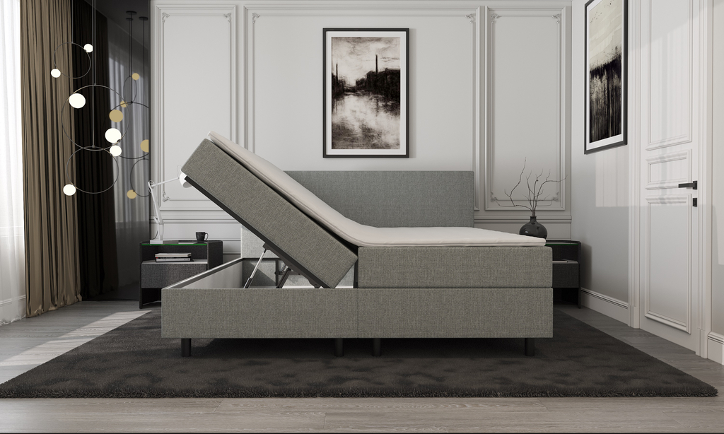 Mörgenn Opberg Boxspring - licht grijs 160x200