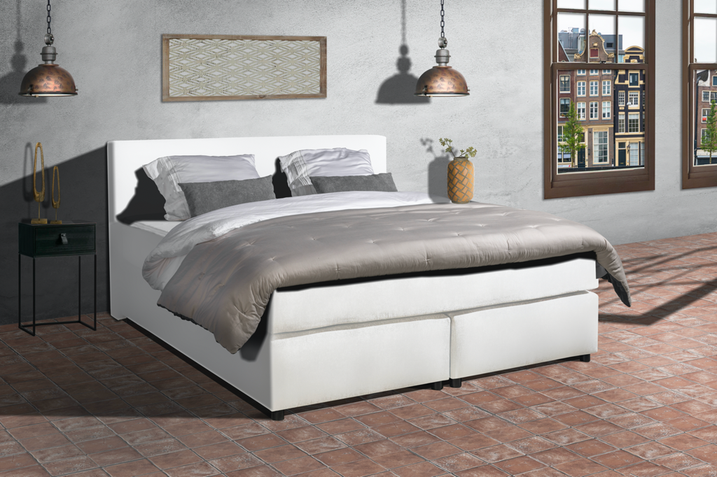 Mörgenn Complete Boxspring Parga Lederlook - wit