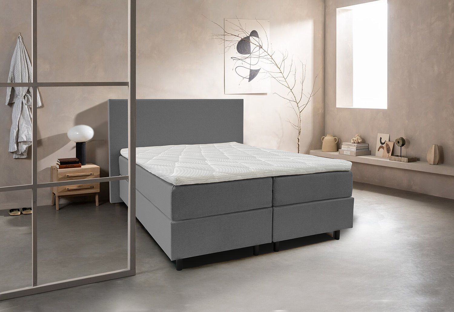 Aanbieding Boxspring Compleet Noa - grijs 180x200cm