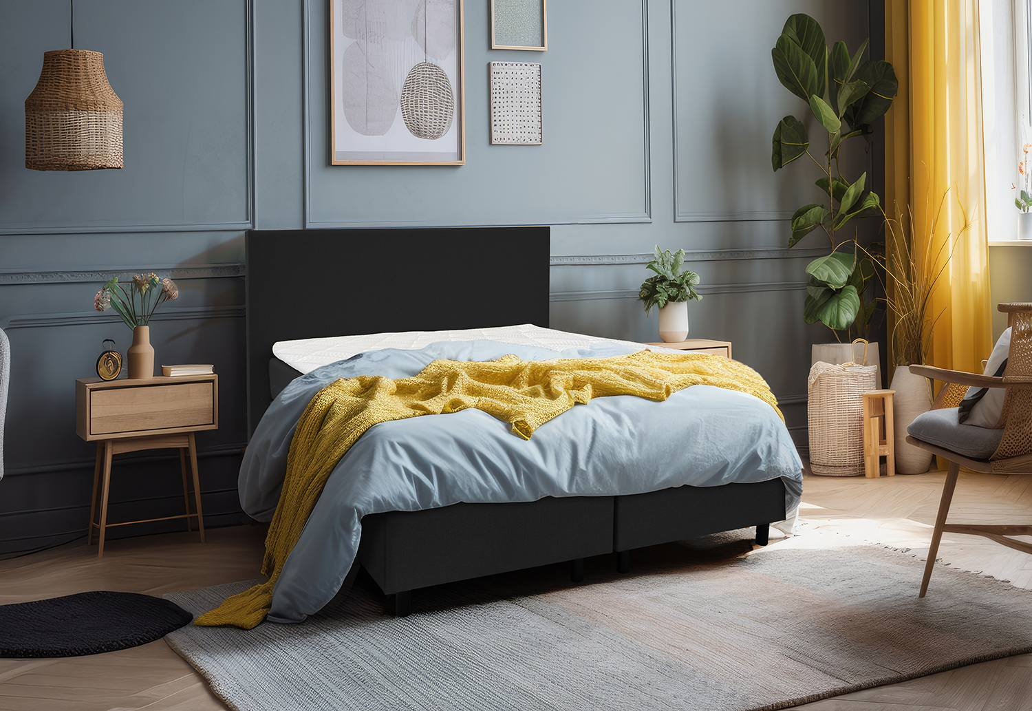 Aanbieding Boxspring Compleet Noa - zwart 180x200cm