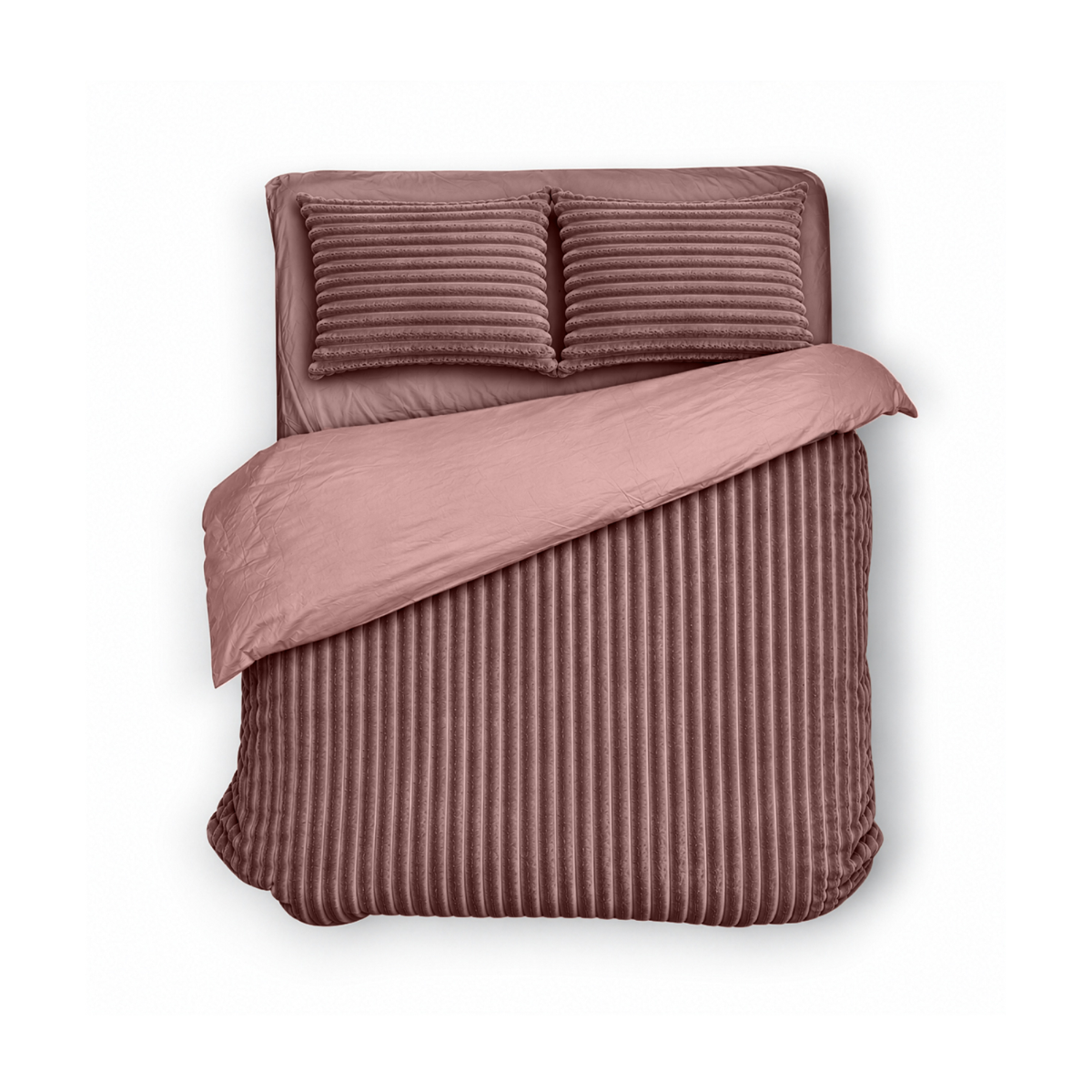 Eleganzzz Dekbedovertrek Teddy Rib Fleece - old rose