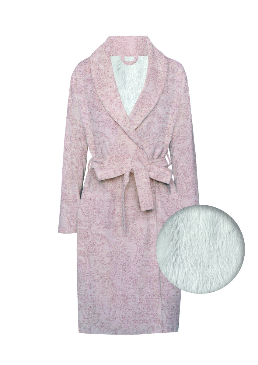 Zo Home Flanel Fleece Badjas Paisley di Lino - shell nude