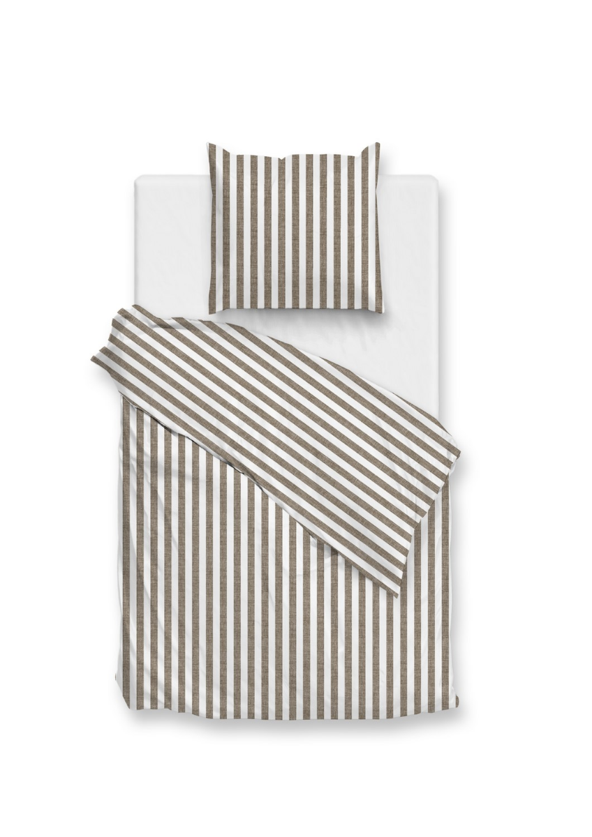 Zo Home Dekbedovertrek Katoen Banda Di Lino Linnen Look - palm taupe 140x200/220cm