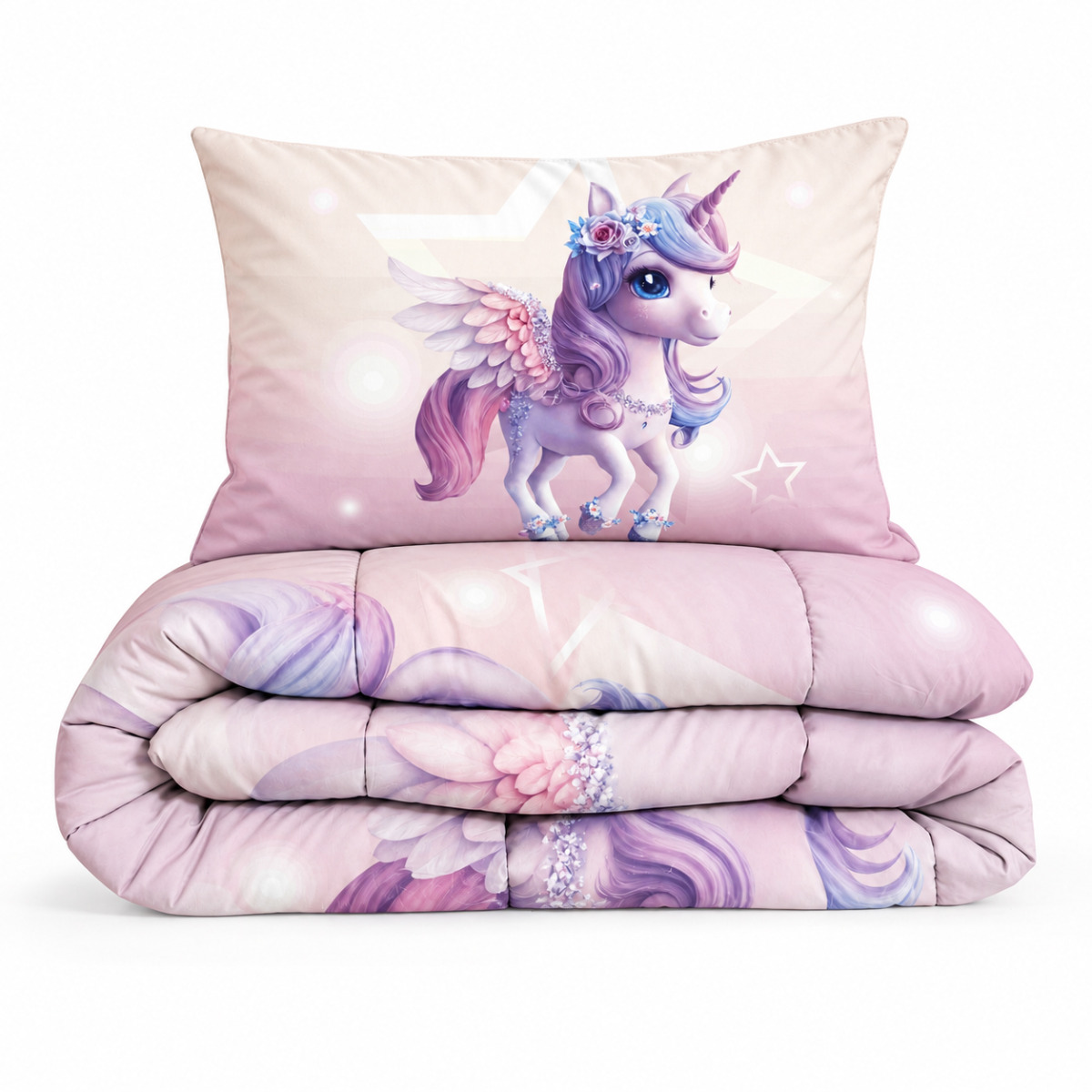 Eleganzzz Eazy Kinderdekbed Zonder Overtrek Inclusief Kussensloop Purple Unicorn - purple 140x200cm
