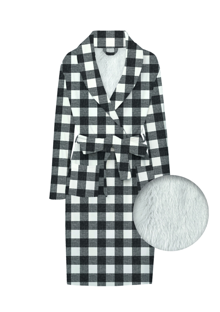 Zo Home Flanel Fleece Badjas Quattro di Lino - dark grey