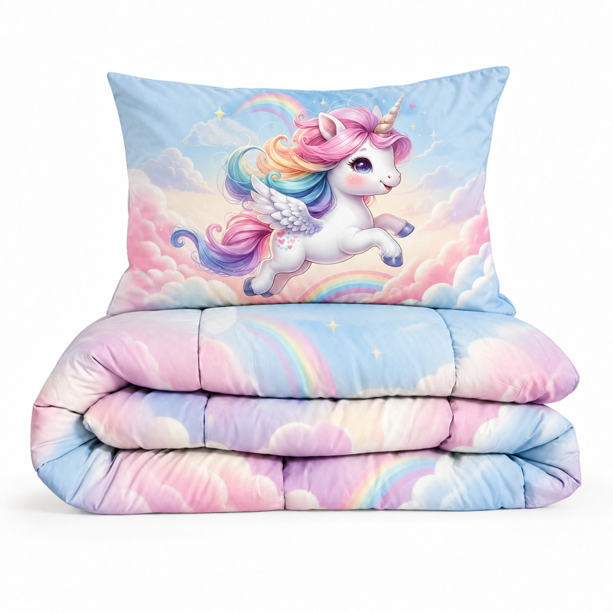 Eleganzzz Eazy Kinderdekbed Zonder Overtrek Inclusief Kussensloop Rainbow Unicorn - multi 140x200cm