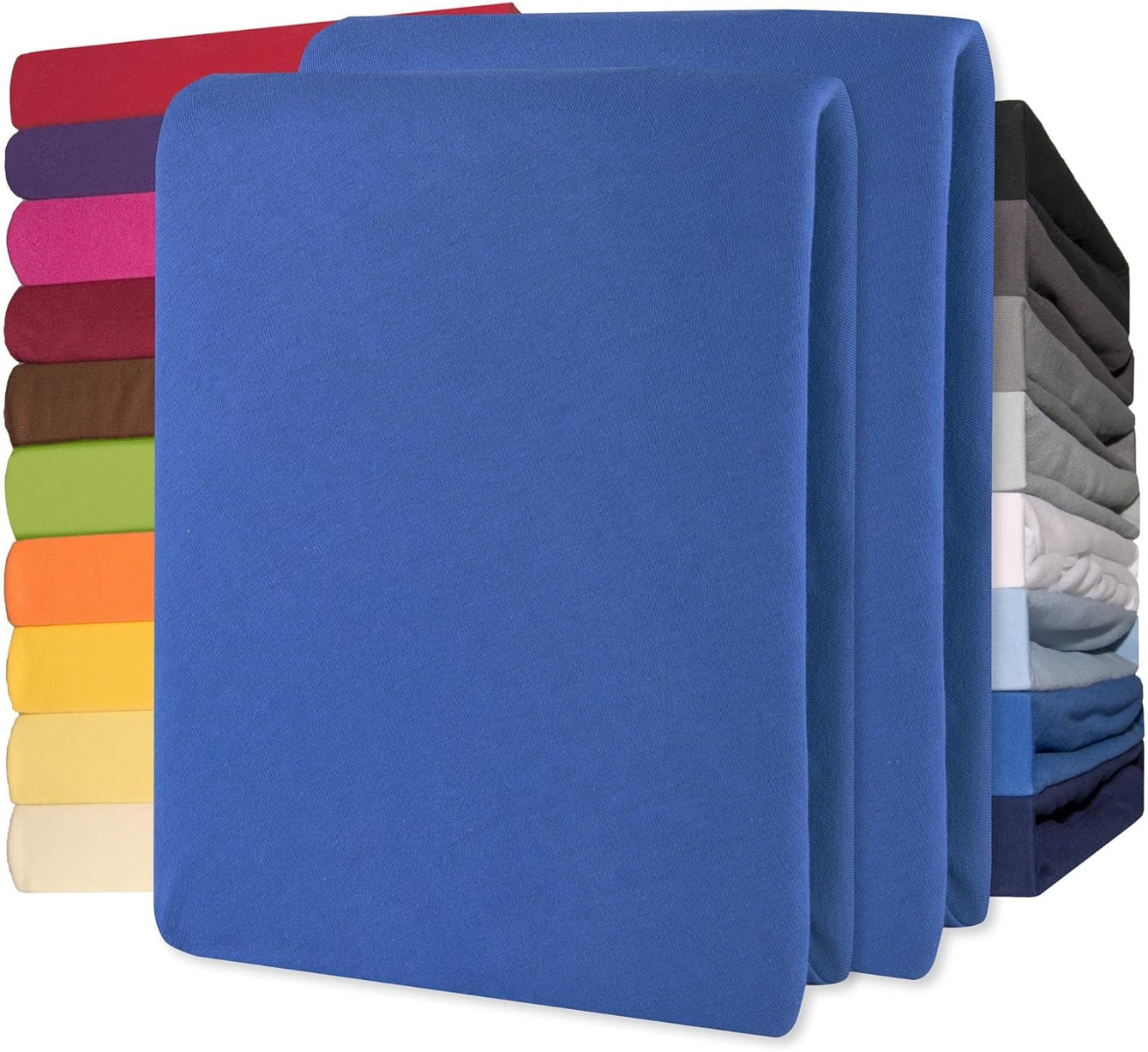 Lucina Hoeslaken Jersey Katoen Stretch 30cm Hoge Hoek Set van 2 - royal blauw 90x200cm - 100x200cm