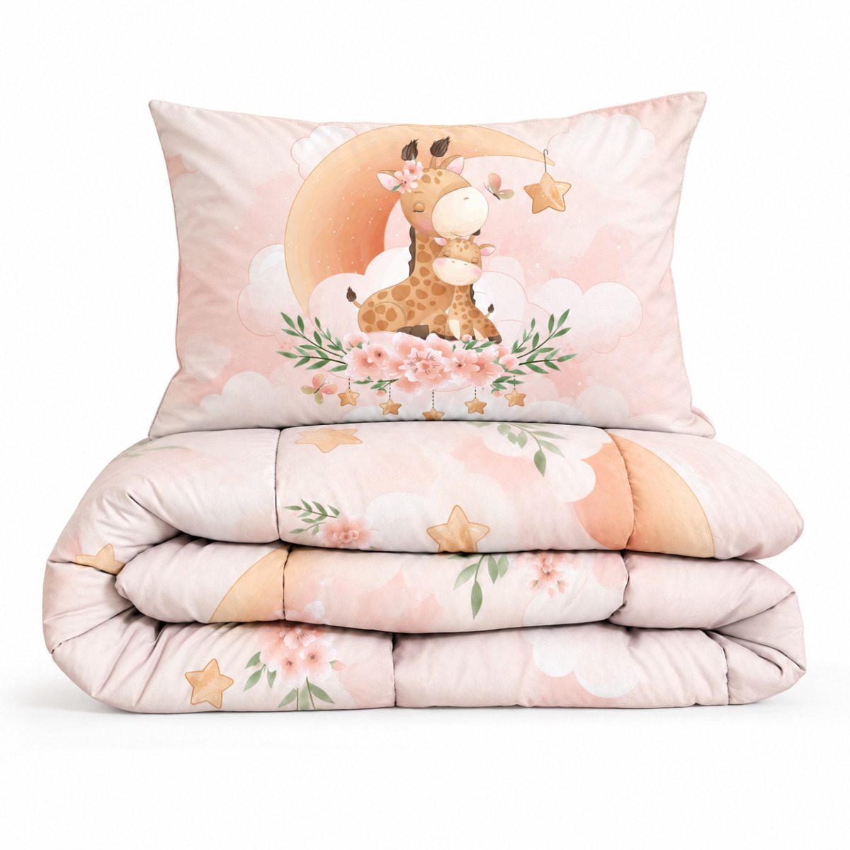 Eleganzzz Eazy Kinderdekbed Zonder Overtrek Inclusief Kussensloop Savanna Dream Girafffe - blush peach 140x200cm
