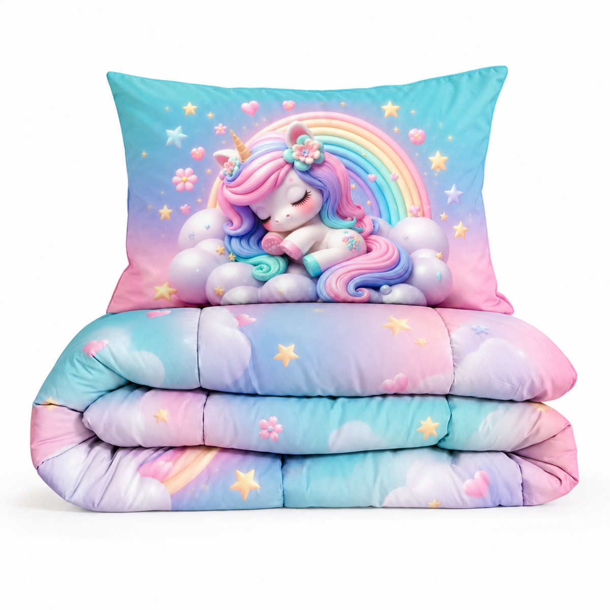Eleganzzz Eazy Kinderdekbed Zonder Overtrek Inclusief Kussensloop Sleepy Unicorn - multi 140x200cm