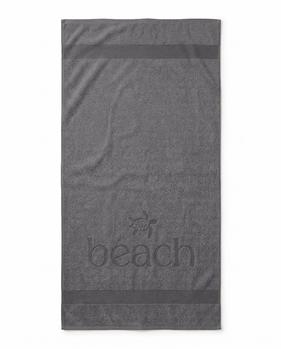 LINNICK Strandlaken Katoen Happy Beach 100x200cm - grey