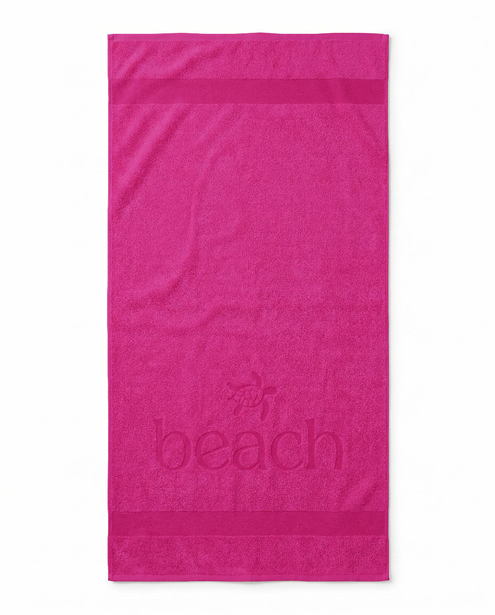 LINNICK Strandlaken Katoen Happy Beach 100x200cm - pink