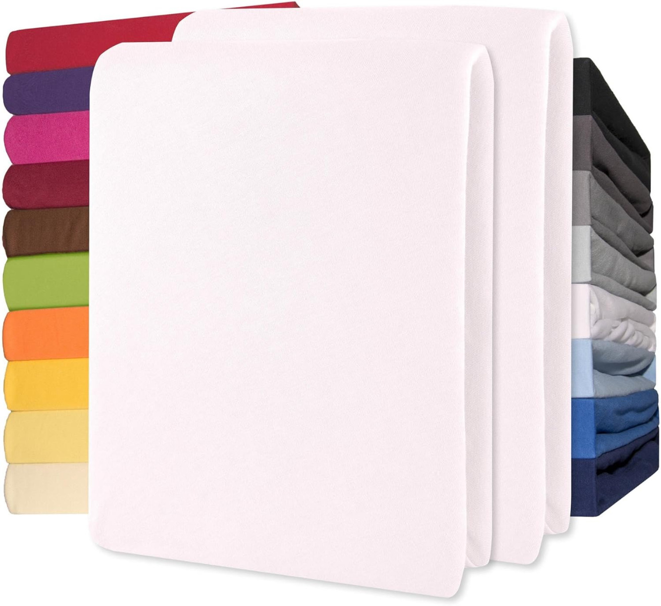 Lucina Hoeslaken Jersey Katoen Stretch 30cm Hoge Hoek Set van 2 - wit 90x200cm - 100x200cm